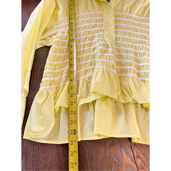 Mii Au Jardin Collection Yellow Cotton Pin tuck Button Down Size Medium - Picture 9 of 9